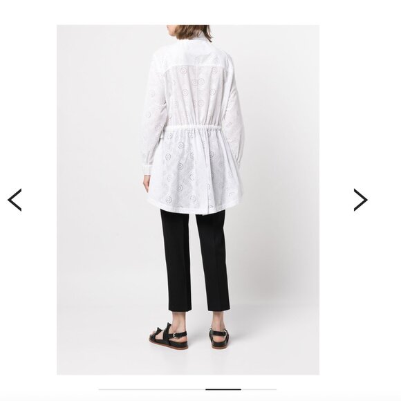 Adam Lippes Roderie-Anglaise Zip-Up Jacket Anorak In Cotton Eyelet White - Picture 2 of 8